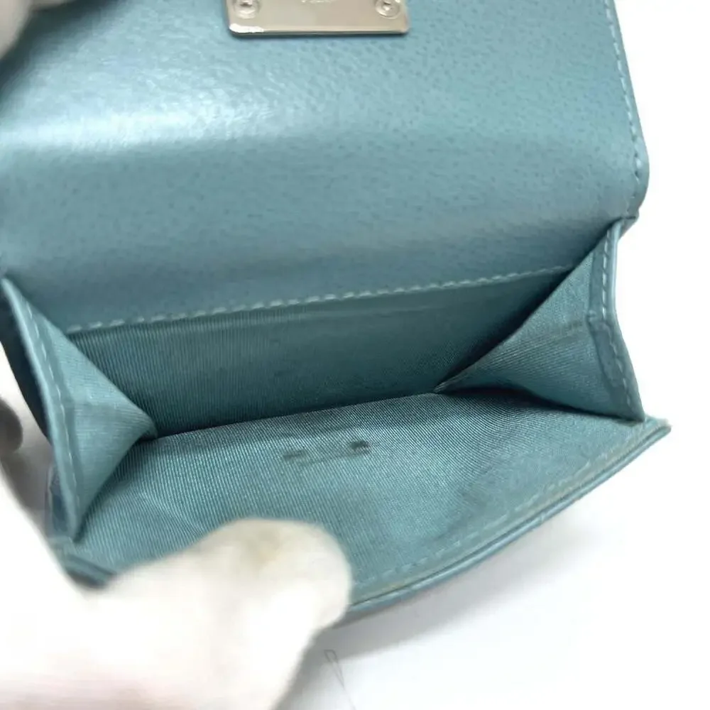 CHANEL Blue Leather Logo Wallet